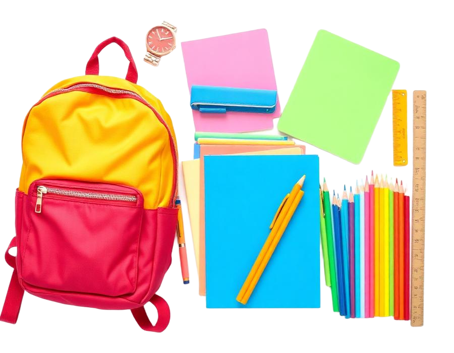 Fournitures scolaires : cartable, cahiers et crayons
